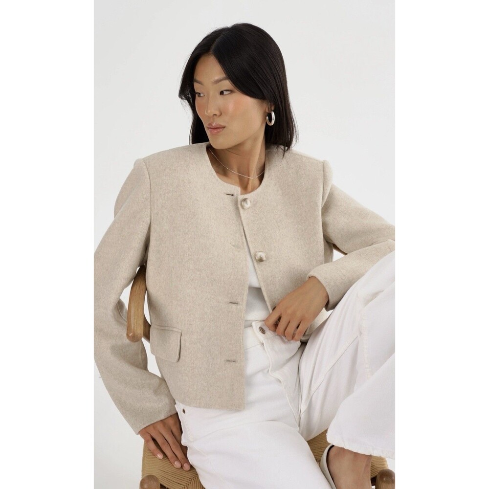 LAMARQUE Alyssia Heather Beige Double Face Wool Jacket XS NWT